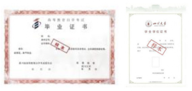 四川大学高等教育自学考试毕业证书样本 四川大学高等教育自学考试毕业证书样本