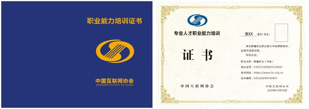 中国互联网协会职业能力培训证书样本 中国互联网协会职业能力培训证书样本